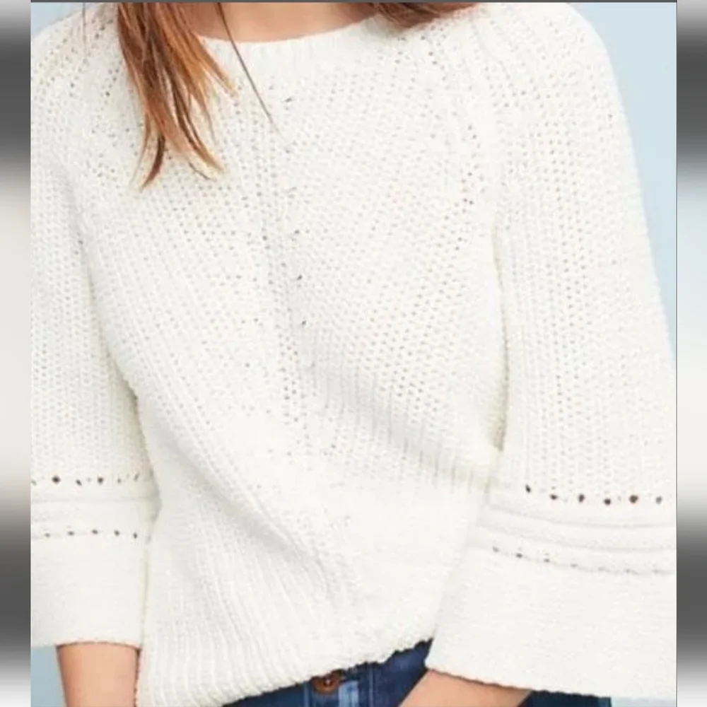 Anthropologie White Knit Sweater - Picture 2 of 13